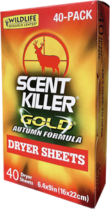 Wildlife Research 1283 Scent Killer Gold Autumn Dryer Sheets Odor Eliminator 40 Pack Wildlife Research 1283 Scent Killer Gold Autumn Dryer Sheets Odor Eliminator 40 Pack