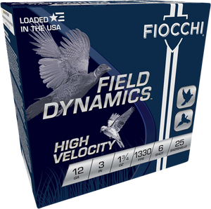 Fiocchi 123HV6 Field Dynamics High Velocity 12Gauge 3" 1 3/4oz 6Shot 25 Per Box/10 Case Fiocchi 123HV6 Field Dynamics High Velocity 12Gauge 3" 1 3/4oz 6Shot 25 Per Box/10 Case