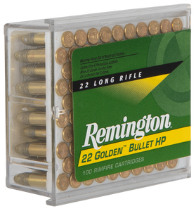 Remington Ammunition 21278 Golden Bullet Rimfire 22LR 36gr Plated Hollow Point 100 Per Box/50 Case Remington Ammunition 21278 Golden Bullet Rimfire 22LR 36gr Plated Hollow Point 100 Per Box/50 Case