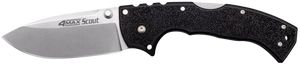 Cold Steel CS62RQ 4-Max Scout 4" Folding Plain Stone Washed Japanese AUS-10A SS Blade/ Black Griv-Ex Handle Includes Pocket Clip Cold Steel CS62RQ 4-Max Scout 4" Folding Plain Stone Washed Japanese AUS-10A SS Blade/ Black Griv-Ex Handle Includes Pocket Clip