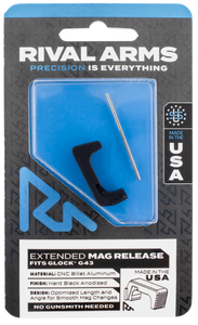 Rival Arms RA72G003A Magazine Release Extended Black Anodized Aluminum for Glock 43 Rival Arms RA72G003A Magazine Release Extended Black Anodized Aluminum for Glock 43