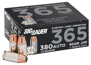Sig Sauer E380A136520 Elite Performance 365 380ACP 90gr V-Crown Jacketed Hollow Point 20 Per Box/10 Case Sig Sauer E380A136520 Elite Performance 365 380ACP 90gr V-Crown Jacketed Hollow Point 20 Per Box/10 Case