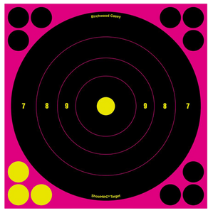 Birchwood Casey 34808 Shoot-N-C Reactive Target Self-Adhesive Paper Black/Pink 8" Bullseye 6 Pack Birchwood Casey 34808 Shoot-N-C Reactive Target Self-Adhesive Paper Black/Pink 8" Bullseye 6 Pack