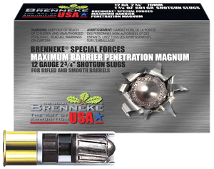 Brenneke SL122MBPM Special Forces Maximum Barrier Penetration Magnum 12Gauge 2.75" 1 3/8oz Slug Shot 5 Per Box/50 Case Brenneke SL122MBPM Special Forces Maximum Barrier Penetration Magnum 12Gauge 2.75" 1 3/8oz Slug Shot 5 Per Box/50 Case