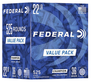 Federal 747 Champion Training Value Pack 22LR 36gr Lead Hollow Point 525 Per Box/10 Case Federal 747 Champion Training Value Pack 22LR 36gr Lead Hollow Point 525 Per Box/10 Case