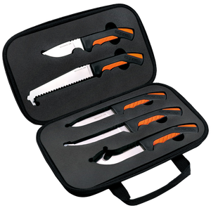 Cold Steel CSFXFLDKIT Hunting Kit Includes Caper Blade, Skinning Blade w/Gut Hook, General Purpose Blade, Boning blade, Bone Saw, Handle & Case Cold Steel CSFXFLDKIT Hunting Kit Includes Caper Blade, Skinning Blade w/Gut Hook, General Purpose Blade, Boning blade, Bone Saw, Handle & Case