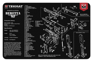 TekMat TEKR17BER92 Beretta 92 Cleaning Mat Black/White Rubber 11"x17" Beretta 92 Parts Diagram TekMat TEKR17BER92 Beretta 92 Cleaning Mat Black/White Rubber 11"x17" Beretta 92 Parts Diagram