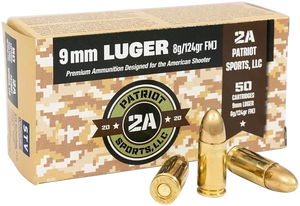 PATRIOT SPORTS LLC P9MM124F 9mmLuger 124gr Full Metal Jacket 50 Per Box/20 Case PATRIOT SPORTS LLC P9MM124F 9mmLuger 124gr Full Metal Jacket 50 Per Box/20 Case
