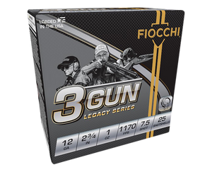 Fiocchi 12DL3G75 3-Gun Match Legacy Series 12Gauge 2.75" 1oz 7.5Shot 25 Per Box/10 Case Fiocchi 12DL3G75 3-Gun Match Legacy Series 12Gauge 2.75" 1oz 7.5Shot 25 Per Box/10 Case