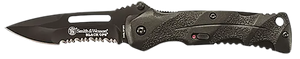 Smith & Wesson Knives SWBLOP2BSCP Black Ops 3.40" Folding Drop Point Part Serrated 4034 SS Blade Black Includes Pocket Clip Smith & Wesson Knives SWBLOP2BSCP Black Ops 3.40" Folding Drop Point Part Serrated 4034 SS Blade Black Includes Pocket Clip
