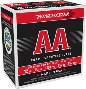 Winchester Ammo AAHA127 AA Super Handicap Heavy Target 12Gauge 2.75" 1 1/8oz 7.5Shot 25 Per Box/10 Case Winchester Ammo AAHA127 AA Super Handicap Heavy Target 12Gauge 2.75" 1 1/8oz 7.5Shot 25 Per Box/10 Case