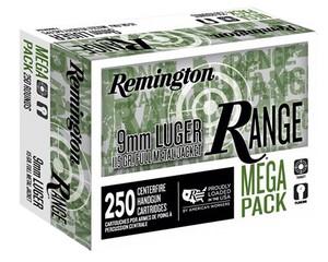 Remington Ammunition R23965 Range Mega Pack 9mmLuger 115gr Full Metal Jacket 250 Per Box/4 Case Remington Ammunition R23965 Range Mega Pack 9mmLuger 115gr Full Metal Jacket 250 Per Box/4 Case