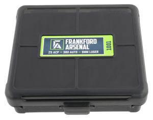 Frankford Arsenal 1083797 Hinge-Top Ammo Box 9mm/25/380ACP Black Polymer 100rd Frankford Arsenal 1083797 Hinge-Top Ammo Box 9mm/25/380ACP Black Polymer 100rd
