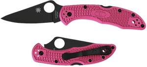 Spyderco C11FPPNS30VBK Delica 4 Lightweight 2.90" Folding Plain Black TiCN CPM S30V SS Blade/Pink Textured w/Black Accents FRN Handle Includes Pocket Clip Spyderco C11FPPNS30VBK Delica 4 Lightweight 2.90" Folding Plain Black TiCN CPM S30V SS Blade/Pink Textured w/Black Accents FRN Handle Includes Pocket Clip