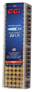 CCI Clean-22 Subsonic 22LR 40gr LRN 100 Round Box CCI Clean-22 Subsonic 22LR 40gr LRN 100 Round Box