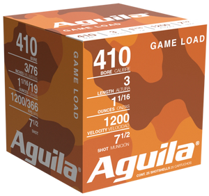 Aguila 1CHB4127 Birdshot Standard Velocity 410Gauge 3" 11/16oz 7.5Shot 25 Per Box/10 Case Aguila 1CHB4127 Birdshot Standard Velocity 410Gauge 3" 11/16oz 7.5Shot 25 Per Box/10 Case