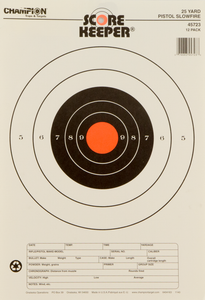 Champion Targets 45723 Score Keeper Slow Fire Bullseye Paper Hanging 25 yds Pistol 11" x 16" Black/Orange 12 PK Champion Targets 45723 Score Keeper Slow Fire Bullseye Paper Hanging 25 yds Pistol 11" x 16" Black/Orange 12 PK