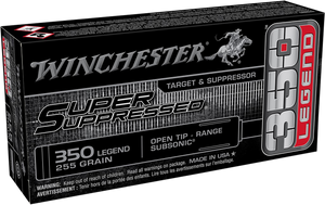 Winchester Ammo SUP350 Super Suppressed 350Legend 255gr Open Tip Range 20 Per Box/10 Case Winchester Ammo SUP350 Super Suppressed 350Legend 255gr Open Tip Range 20 Per Box/10 Case