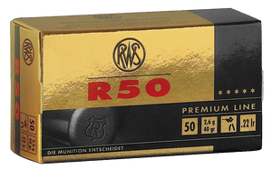 RWS R50 Premium Line 22LR 40gr LRN 50 Round Box RWS R50 Premium Line 22LR 40gr LRN 50 Round Box