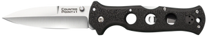 Cold Steel CS10AB Counter Point I 4" Folding Spear Point Plain Satin AUS-10A SS Blade/ Black Griv-Ex Handle Includes Pocket Clip Cold Steel CS10AB Counter Point I 4" Folding Spear Point Plain Satin AUS-10A SS Blade/ Black Griv-Ex Handle Includes Pocket Clip