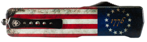 Templar Knife LZBRF321 Premium Weighted Betsy Ross Flag Large 3.55" OTF Drop Point Plain Black Oxide Stonewashed D2 Steel Blade, 5.25" Betsy Ross Flag Aluminum Zinc Alloy Handle Templar Knife LZBRF321 Premium Weighted Betsy Ross Flag Large 3.55" OTF Drop Point Plain Black Oxide Stonewashed D2 Steel Blade, 5.25" Betsy Ross Flag Aluminum Zinc Alloy Handle