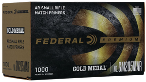 Federal GM205MAR Gold Medal Premium Small AR Rifle Multi Caliber 1000 Per Box/5 Case Federal GM205MAR Gold Medal Premium Small AR Rifle Multi Caliber 1000 Per Box/5 Case
