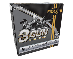 Fiocchi 12DH3G75 3-Gun Match Legacy Series 12Gauge 2.75" 1 1/8oz 7.5Shot 25 Per Box/10 Case Fiocchi 12DH3G75 3-Gun Match Legacy Series 12Gauge 2.75" 1 1/8oz 7.5Shot 25 Per Box/10 Case