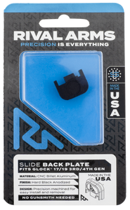 Rival Arms RA43G001A Slide Back Cover Plate Double Stack Black Anodized Aluminum for Glock 17/19 Gen3-4 Rival Arms RA43G001A Slide Back Cover Plate Double Stack Black Anodized Aluminum for Glock 17/19 Gen3-4