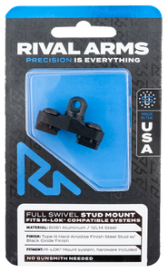 Rival Arms RA-RA92M1B Full Swivel Stud Mount Black 6061-T6 Aluminum with Black Anodized 12L14 Steel Stud for M-LOK Mount System Rival Arms RA-RA92M1B Full Swivel Stud Mount Black 6061-T6 Aluminum with Black Anodized 12L14 Steel Stud for M-LOK Mount System
