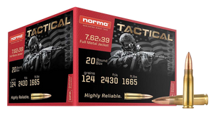 Norma Ammunition 295540020 Range & Training 7.62x39mm 124gr 20 Per Box/50 Case Norma Ammunition 295540020 Range & Training 7.62x39mm 124gr 20 Per Box/50 Case