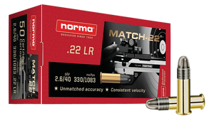 Norma Match-22 22LR 40gr Lead Round Nose 50 Round Box Norma Match-22 22LR 40gr Lead Round Nose 50 Round Box