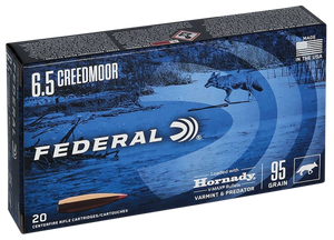 Federal V65CRDVM95 Varmint & Predator 6.5Creedmoor 95gr Hornady V-Max 20 Per Box/10 Case Federal V65CRDVM95 Varmint & Predator 6.5Creedmoor 95gr Hornady V-Max 20 Per Box/10 Case