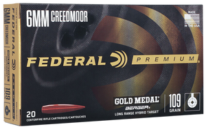 Federal GM6CRDLRHT1 Premium Gold Medal 6mmCreedmoor 109gr Berger Long Range Hybrid Target 20 Per Box/10 Case Federal GM6CRDLRHT1 Premium Gold Medal 6mmCreedmoor 109gr Berger Long Range Hybrid Target 20 Per Box/10 Case