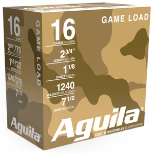 Aguila 1CHB1607 Birdshot High Velocity 16Gauge 2.75" 1 1/8oz 7.5Shot 25 Per Box/10 Case Aguila 1CHB1607 Birdshot High Velocity 16Gauge 2.75" 1 1/8oz 7.5Shot 25 Per Box/10 Case