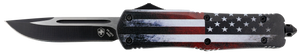 Templar Knife LUS331 Gen II US Flag Large 3.50" OTF Drop Point Plain Black Oxide Stonewashed 440C SS Blade, 5.25" US Flag Aluminum Handle, Glass Breaker Templar Knife LUS331 Gen II US Flag Large 3.50" OTF Drop Point Plain Black Oxide Stonewashed 440C SS Blade, 5.25" US Flag Aluminum Handle, Glass Breaker
