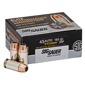 SIG AMMO 45ACP 185GR ELITE V-CROWN JHP 50/10 SIG AMMO 45ACP 185GR ELITE V-CROWN JHP 50/10