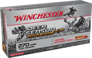 Winchester Ammo X270SDSLF Deer Season XP Copper Impact 270WSM 130gr Copper Extreme Point Lead-Free 20 Per Box/10 Case Winchester Ammo X270SDSLF Deer Season XP Copper Impact 270WSM 130gr Copper Extreme Point Lead-Free 20 Per Box/10 Case