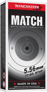 Winchester Ammo S556M Match 5.56x45mmNATO 77gr Sierra MatchKing BTHP 20 Per Box/10 Case Winchester Ammo S556M Match 5.56x45mmNATO 77gr Sierra MatchKing BTHP 20 Per Box/10 Case
