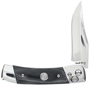 Uncle Henry 1222001 Smokey 2.90" Folding Plain 7Cr17MoV SS Blade, Black/SS Wood Laminate Handle Uncle Henry 1222001 Smokey 2.90" Folding Plain 7Cr17MoV SS Blade, Black/SS Wood Laminate Handle
