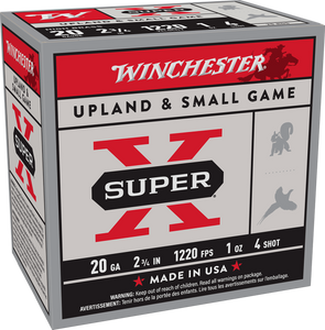 Winchester Ammo X204 Super X Heavy Game Load High Brass 20Gauge 2.75" 1oz 4Shot 25 Per Box/10 Case Winchester Ammo X204 Super X Heavy Game Load High Brass 20Gauge 2.75" 1oz 4Shot 25 Per Box/10 Case