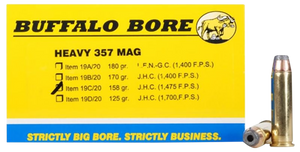 Buffalo Bore Ammunition 19C20 Heavy Strictly Business 357Mag 158gr Jacket Hollow Point 20 Per Box/12 Case Buffalo Bore Ammunition 19C20 Heavy Strictly Business 357Mag 158gr Jacket Hollow Point 20 Per Box/12 Case
