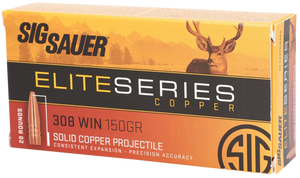 Sig Sauer E308H120 Elite Copper Hunting 308Win 150gr Copper Solid 20 Per Box/10 Case Sig Sauer E308H120 Elite Copper Hunting 308Win 150gr Copper Solid 20 Per Box/10 Case