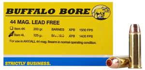 Buffalo Bore Ammunition 4L20 Buffalo-Barnes Strictly Business 44Rem Mag 225gr Barnes VOR-TX XPB Lead Free 20 Per Box/12 Case Buffalo Bore Ammunition 4L20 Buffalo-Barnes Strictly Business 44Rem Mag 225gr Barnes VOR-TX XPB Lead Free 20 Per Box/12 Case