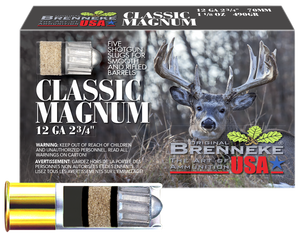 Brenneke SL122CLM Classic Magnum 12Gauge 2.75" 1 1/8oz Slug Shot 5 Per Box/50 Case Brenneke SL122CLM Classic Magnum 12Gauge 2.75" 1 1/8oz Slug Shot 5 Per Box/50 Case