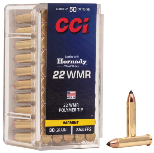 CCI 0073 VMAX  22WMR 30gr Hornady V-Max 50 Per Box/40 Case CCI 0073 VMAX  22WMR 30gr Hornady V-Max 50 Per Box/40 Case