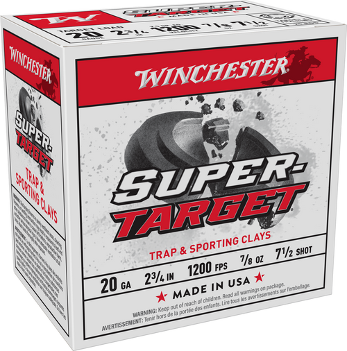 Winchester Super-Target  20 Gauge 2 3/4"  7 1/2 Shot 25 Round Box Winchester Super-Target  20 Gauge 2 3/4"  7 1/2 Shot 25 Round Box
