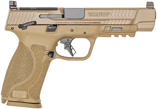 Smith & Wesson 13569 M&P M2.0  Full Size 9mm Luger 17+1, 5" Black Armornite Steel Barrel, Flat Dark Earth Armornite Optic Ready/Serrated Stainless Steel Slide & Polymer Frame w/Picatinny Rail Smith & Wesson 13569 M&P M2.0  Full Size 9mm Luger 17+1, 5" Black Armornite Steel Barrel, Flat Dark Earth Armornite Optic Ready/Serrated Stainless Steel Slide & Polymer Frame w/Picatinny Rail