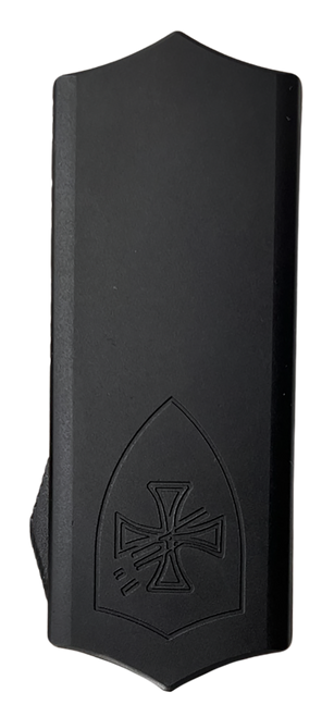 Templar Knife  Excalibur Money Clip 1.90" OTF Plain Black Oxide Stonewashed Powder Coated D2 Steel Blade, 3.37" Black Aluminum Handle