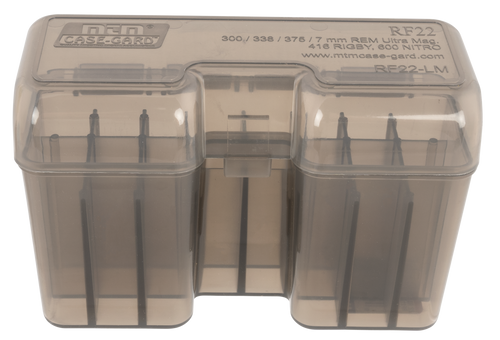MTM Case-Gard RF22SM41 Ammo Box Flip-Top Multi Caliber Rifle Clear Smoke Polypropylene 22rd