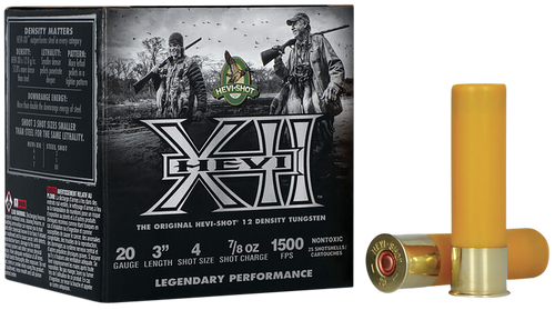 HEVI-Shot HS52204 HEVI-XII  20Gauge 3" 7/8oz Tungsten 4Shot 25 Per Box/10 Case HEVI-Shot HS52204 HEVI-XII  20Gauge 3" 7/8oz Tungsten 4Shot 25 Per Box/10 Case